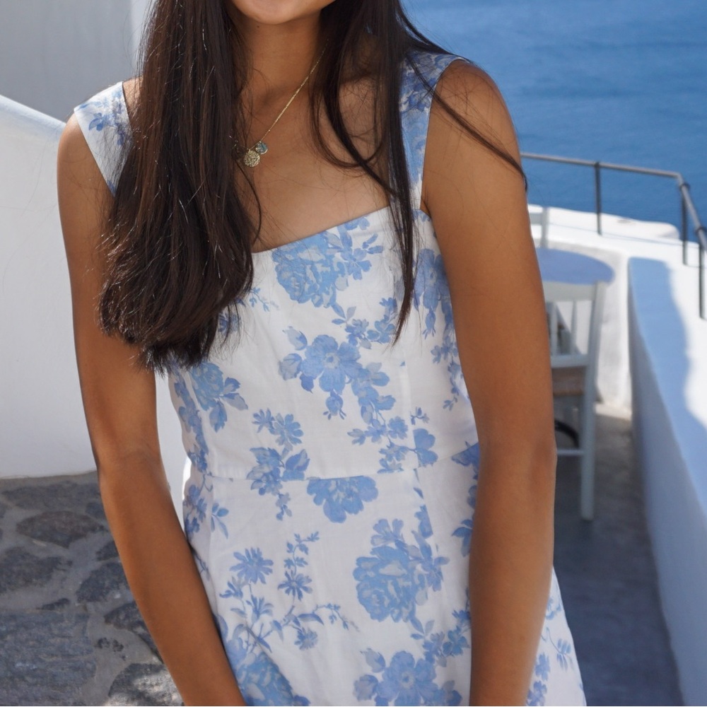 Abercrombie Blue Floral Linen Mini Dress